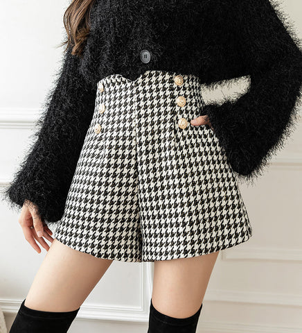 Houndstooth Tweed Shorts