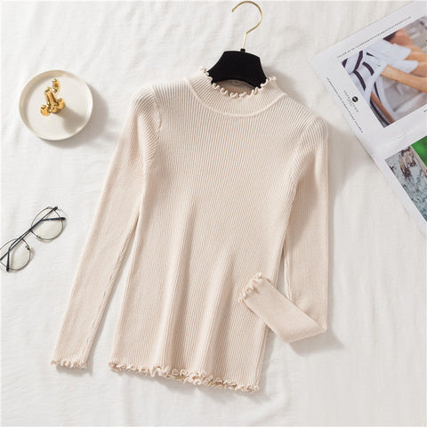 Basic Frilly Mock Neck Sweater