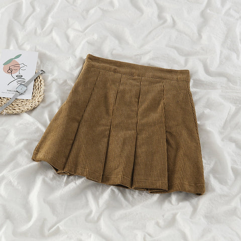 Corduroy Pleated Skirt