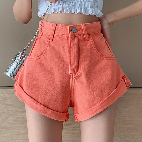 Shorts vaqueros con dobladillo jugoso