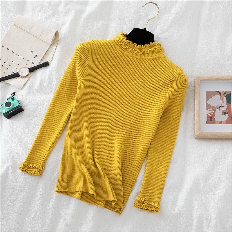 Basic Frilly Mock Neck Sweater