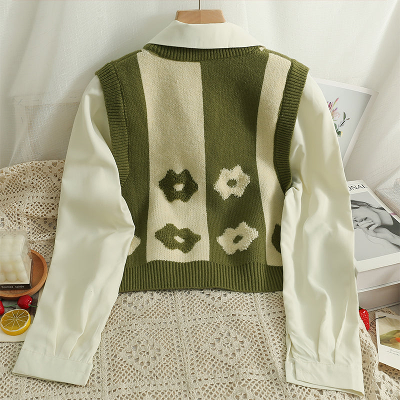 Chaleco retro Daisy con bloques de color y doble uso