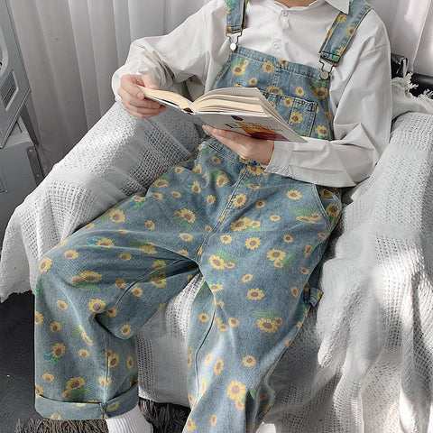 Sonnenblumen-Jeans-Overall