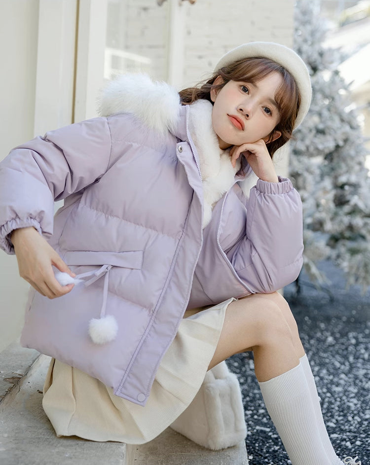 Pom Pom Puffer Jacket