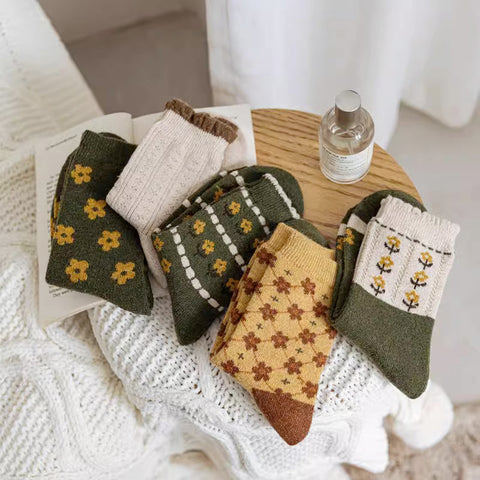 Rustic Daisy Wool Socks