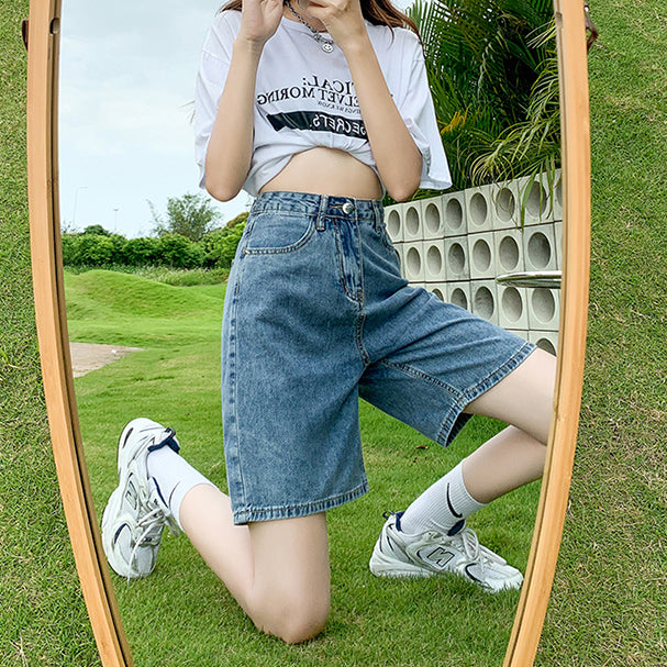 Rainbow Denim Bermuda Shorts