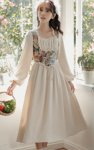 Floral Tapestry Jacquard Corset Dress