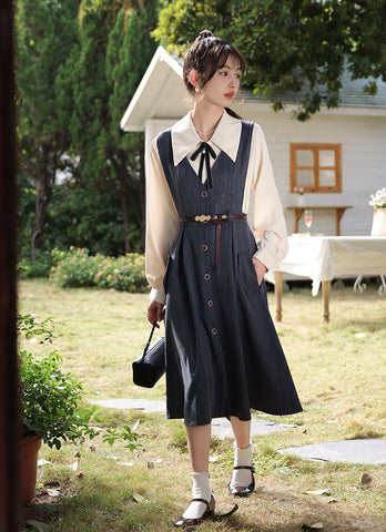 Traveller's Pinafore-Set mit Nadelstreifen