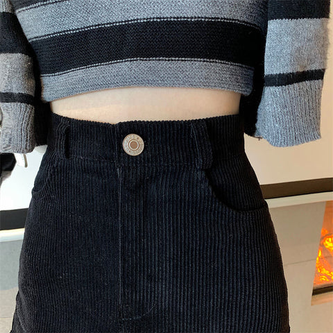 Corduroy Mermaid Pleated Skirt