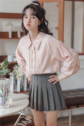 Pintuck Puff Sleeve Blouse
