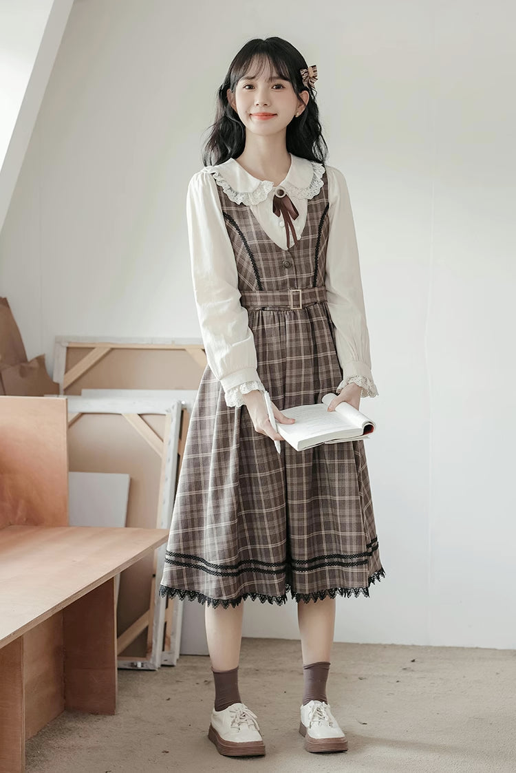 Mocca Plaid Midi Dress