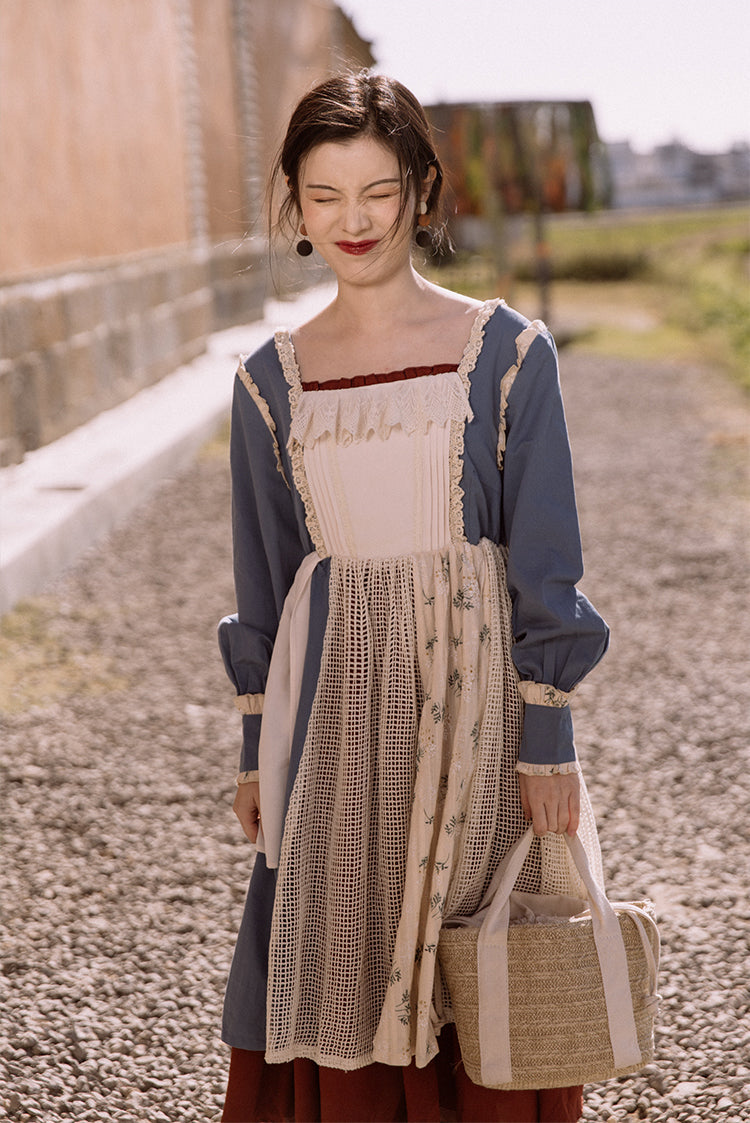 Vestido de doncella de patchwork