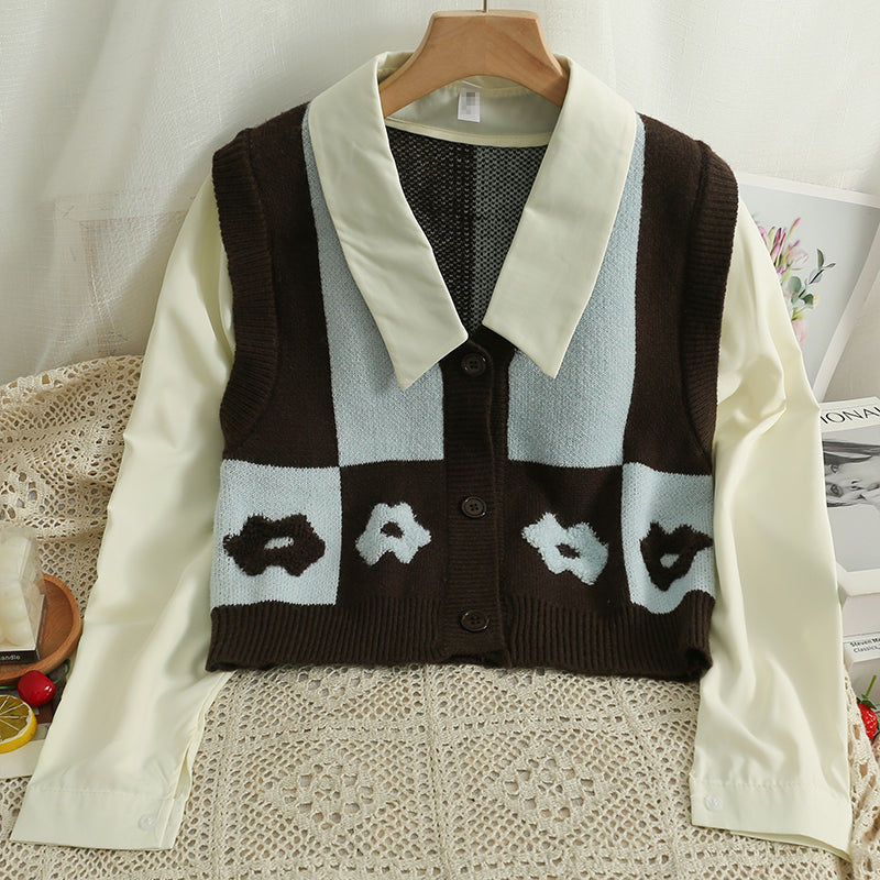 Chaleco retro Daisy con bloques de color y doble uso