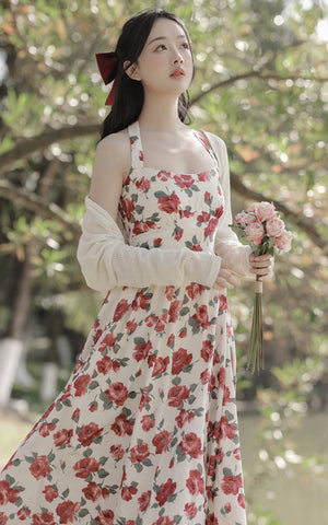 Retro Rose Midikleid