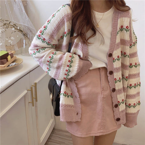 Floral Stripe Cardigan