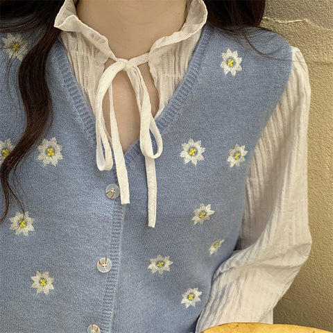Embroidered Daisy Vest