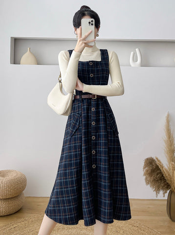 Vestido estilo pichi a cuadros con botones
