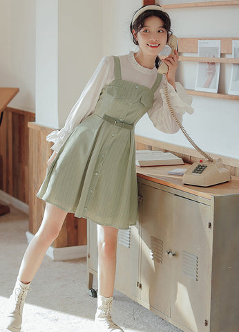 Vestido mini de rayas con botones