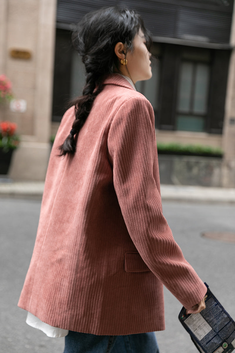 Corduroy Double Breasted Blazer Jacket