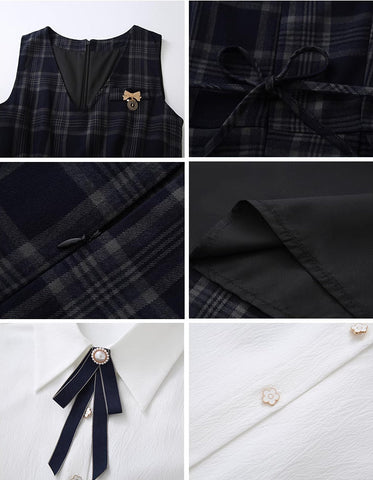 Oxford Plaid Midi Pinafore & Blouse Set