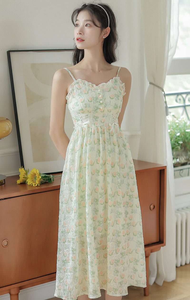 Vestido camisola con estampado de jardín de acuarela