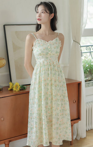 Vestido camisola con estampado de jardín de acuarela