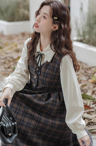 Edinburgh Plaid Pinafore Dress Set