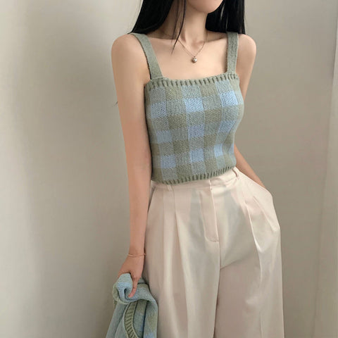 Gingham Cropped Cardi & Cami Set
