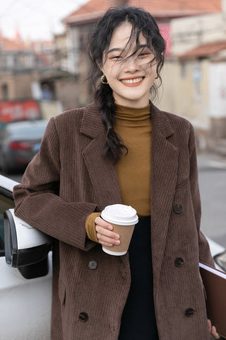 Corduroy Double Breasted Blazer Jacket