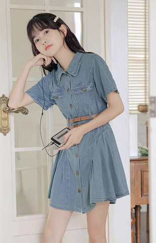 Button Up Denim Mini Dress