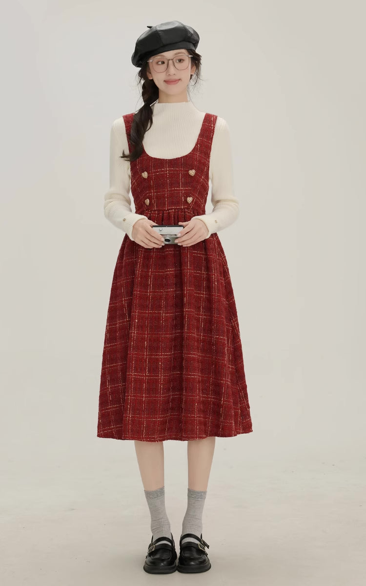 Sweet Apple Pie Plaid Pinafore Dress