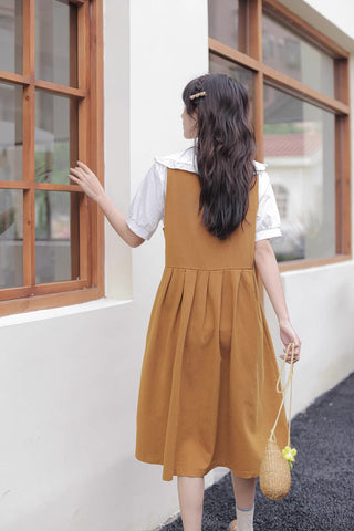 Wild Garden Button Pinafore Dress