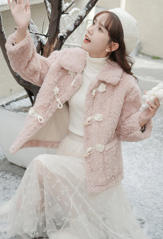 Abrigo de piel con botones Little Rose