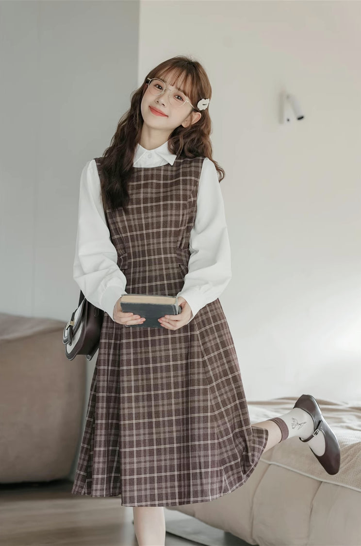 Cocoa Plaid Midi Dress