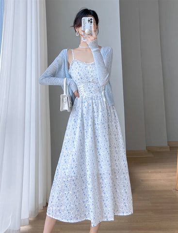 Vestido camisola con cordones y estampado floral de primavera