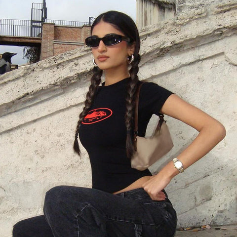 Summer Round Neck Short Sleeve Pullover T-shirt Top