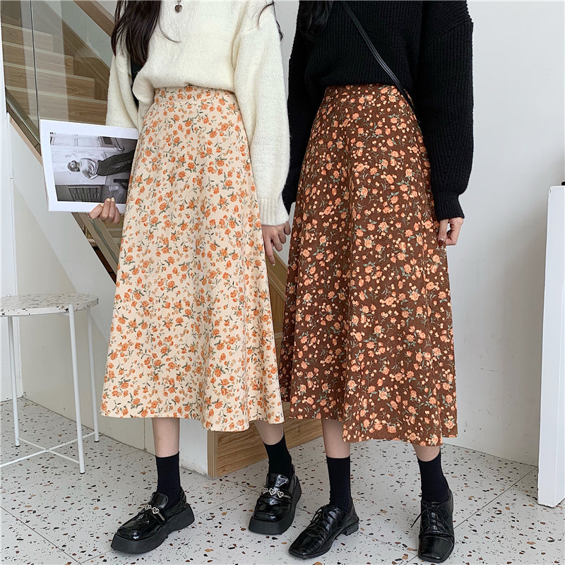 Fall Florals Midi Skirt