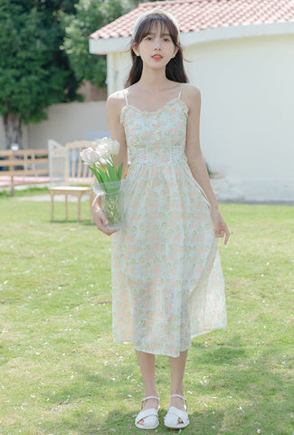 Vestido camisola con estampado de jardín de acuarela