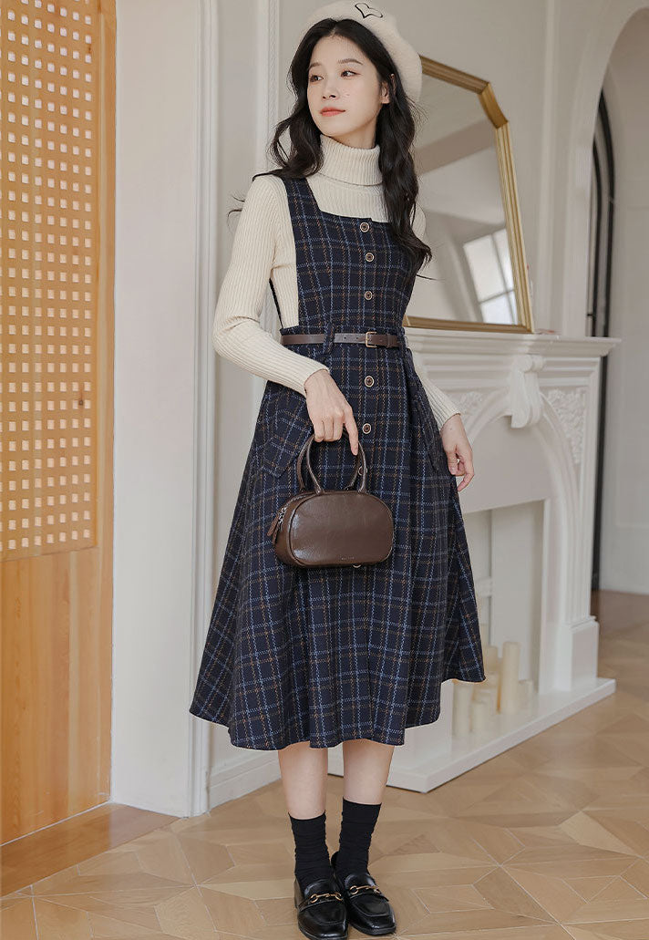 Vestido estilo pichi a cuadros con botones