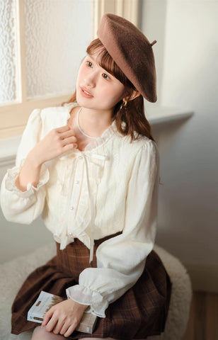 Ruffle Trim Tie Neck Blouse