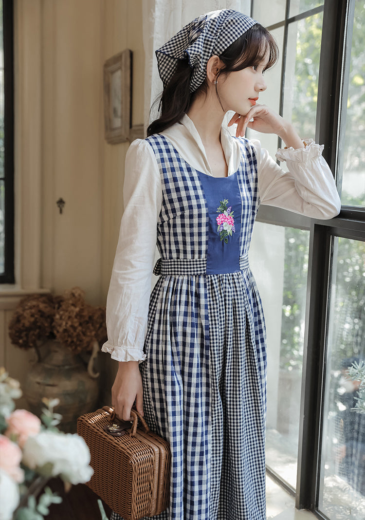 Gingham Pastures Twofer Midi Dress