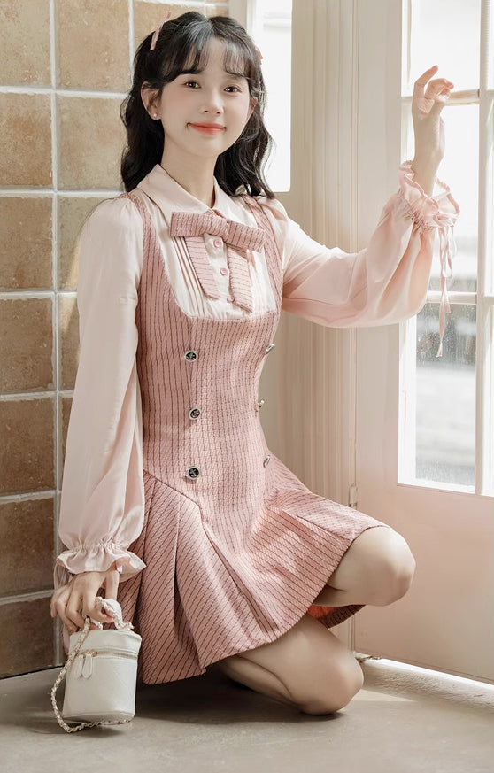 Preppy Stripe Twofer Minikleid