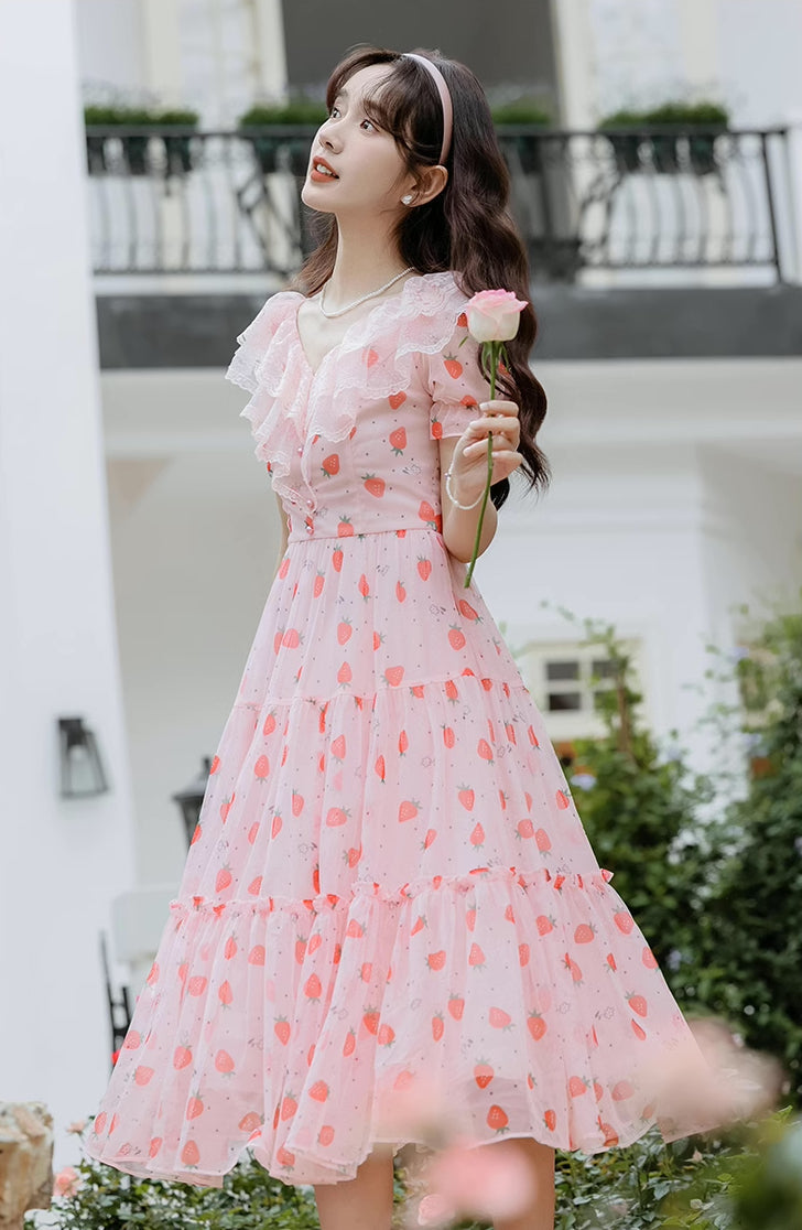 Strawberry Girl Midi Dress