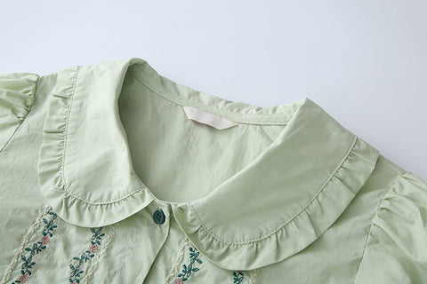 Flower Vines Embroidered Blouse