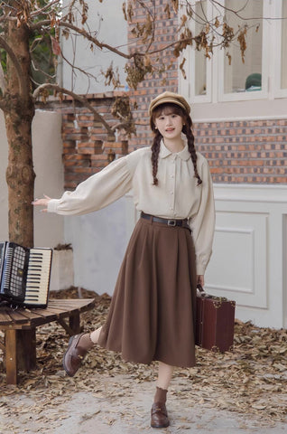 Waffle Puff Sleeve Blouse