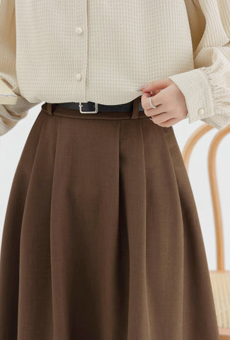 Waffle Puff Sleeve Blouse