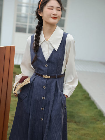 Traveller's Pinafore-Set mit Nadelstreifen