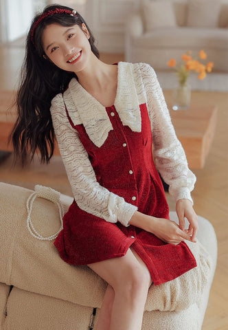 Lace Bow Sweater Dress