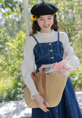 Midi-Camisole-Kleid aus Denim mit Knopfleiste
