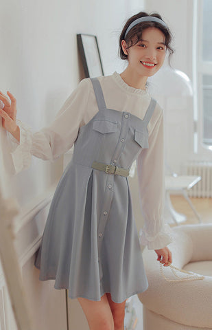 Vestido mini de rayas con botones